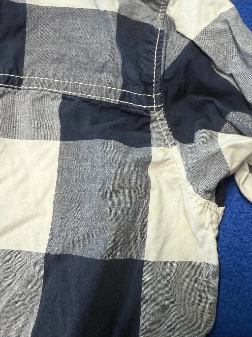 OshKosh B'gosh Navy, White, gray & blue Plaid Button-Down Shirt 6 may have spots